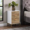 Racxily Nightstand with 3 Drawers, End Table,Gold MetalFeet, Gold Metal Handles, Drawer Panels Shaped by Cutting Lines, End Table for Bedroom - 2 of 4