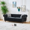 87" Chesterfield Velvet Upholstery Sofa with Roll Armrest & Nailhead, 3-Seater Mid Century Modern Couch for Living Room, Office, Apartment - 2 of 4