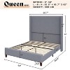 AMERLIFE Size 62" Corduroy Upholstered Bed Frame Extra Tall Wingback Headboard - 4 of 4