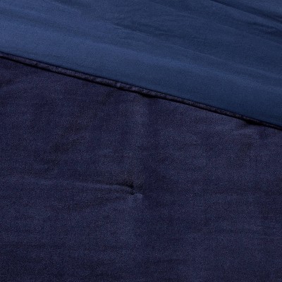 Threshold Full/Queen Velvet Comforter and Sham Set Navy - Threshold™: Luxurious Bedding Set, OEKO-TEX Certified — фото 4