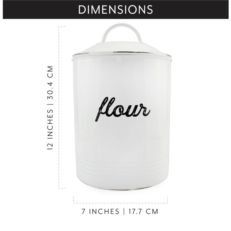 AuldHome Design Enamelware Flour Canister; Rustic Farmhouse Style Kitchen Storage, 3 of 9