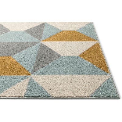Geometric Gold Elegance Synthetic Area Rug, 3'11" x 5'3"
