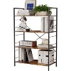 COUCHETA 44.9 Inch Tall Industrial 4-Tier Bookcase - Sturdy Steel Frame, X-Braced Stability, Holds 88lbs - 3 of 4