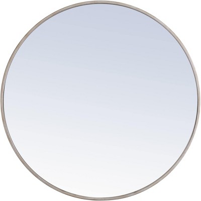Elegant Lighting Metal frame Round Mirror 32 inch Silver finish