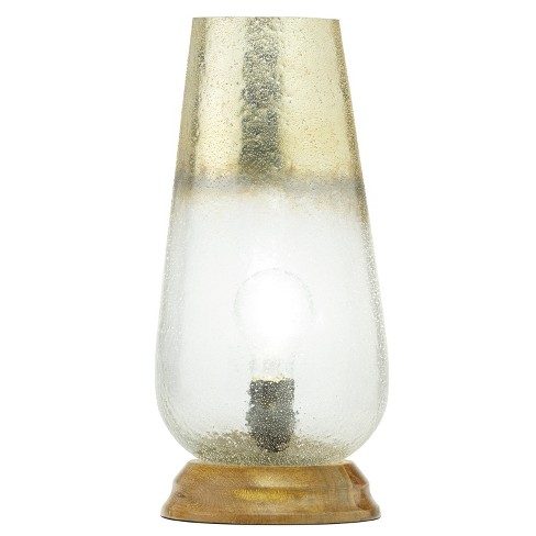 River of Goods 14.5" 1-Light Durand Glass and Wood Accent Lamp Gold: Mango Base, UL Listed, No Assembly Required - image 1 of 4