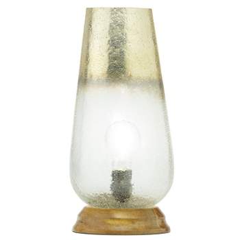 River of Goods 14.5" 1-Light Durand Glass and Wood Accent Lamp Gold