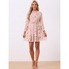 INSPIRE CHIC Women's Floral Long Sleeve Mock Neck Ruffle Layered Smocked Mini Dress - 3 of 4