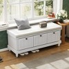 PAGED Vintage Style Storage Bench with Cushioned Seat, Classic Shoe Bench with 3 Drawers, Fluted Entryway Bench, Ottoman with Storage for Living Room - 2 of 4