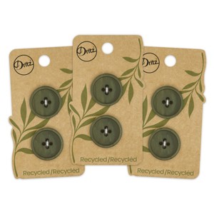 Dritz 23mm Recycled Paper Round Buttons Dark Olive: Sewing Fasteners, Plastic, 6 Pieces, Green - 1 of 4