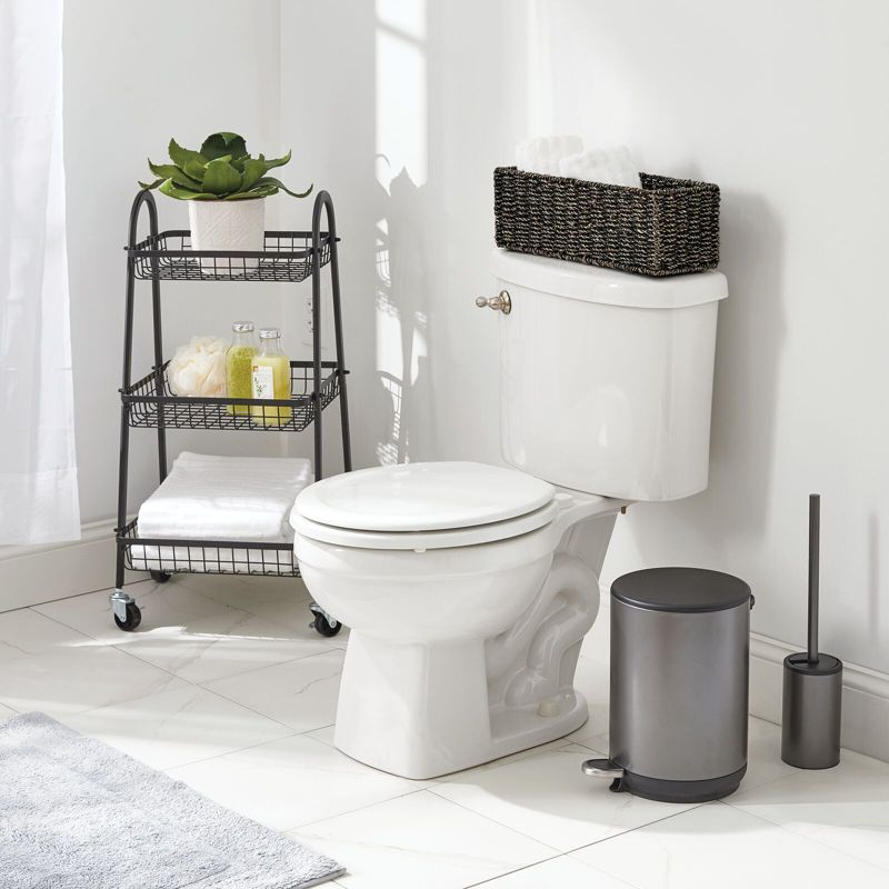 mDesign Small Woven Seagrass Bathroom Toilet Tank Storage Basket, 2 of 10