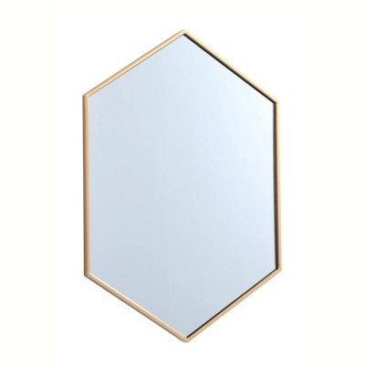 Contemporary Gold Hexagonal Wall Mirror with Metal Frame