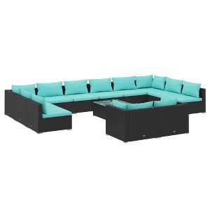 vidaXL Garden Lounge Set Black PE rattan Large Modular - 1 of 4