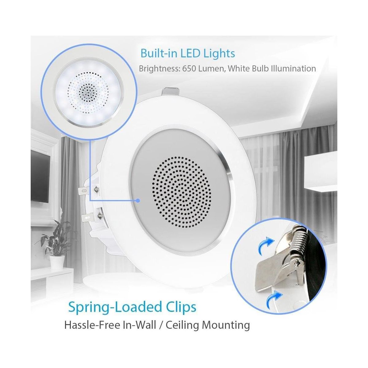 Pyle LED In-Wall/Ceiling Home Speakers with Built-In LED Lights - thumbnail 7