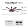 Siljoy 72-in Indoor Matte Black Caged Ceiling Fan with Light Kit Reversible Blades and 6 Spand and Remote Included - 2 of 4