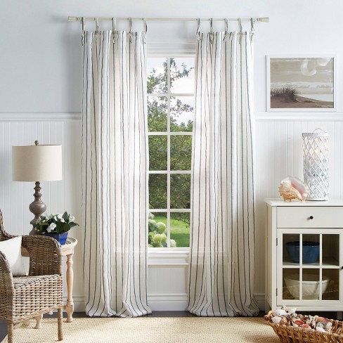 Laa Stripe Sheer Curtain Panels, Vertical Striped Living Room Curtains