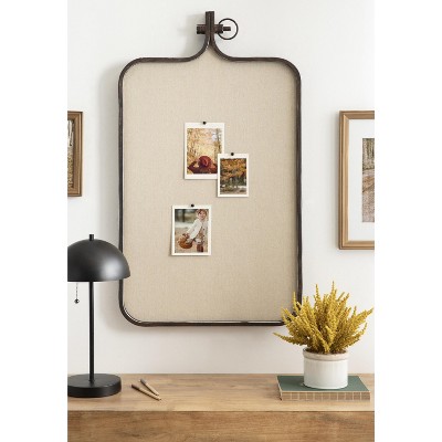 Rustic Bronze Metal Framed Fabric Pinboard, 20x35