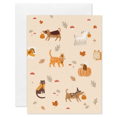 10ct Blank Halloween Card Pack Dogs and Cats
