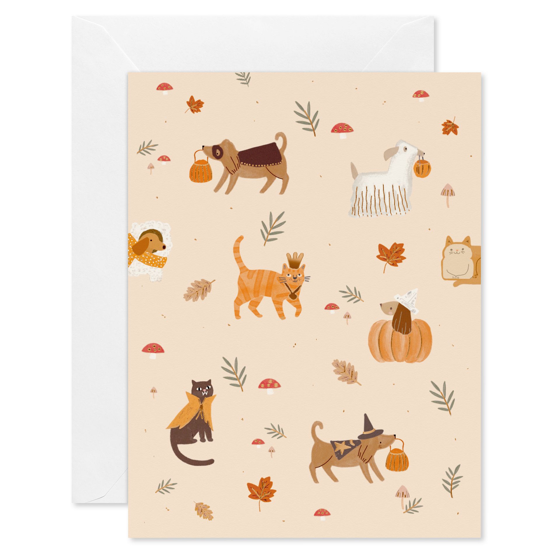 10ct Blank Halloween Card Pack Dogs and Cats
