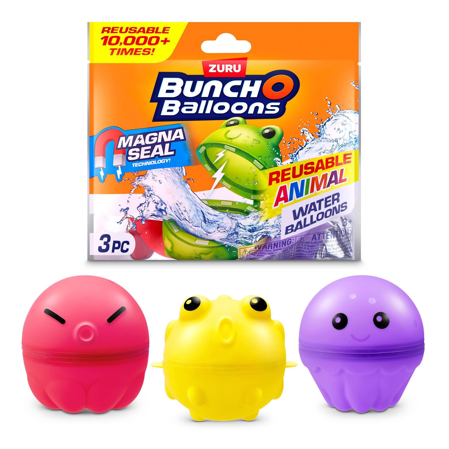 Bunch O Balloons Reusable Water Balloons Animals - 3pk: Silicone Pool Toys for Kids