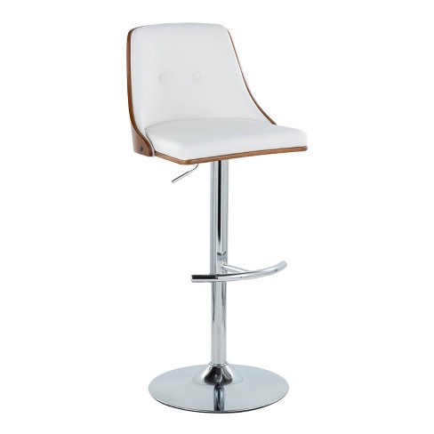 Set Of 2 Gianna Adjustable Barstools Chrome/walnut/white - Lumisource ...