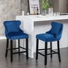 FONTOI 4PCS Velvet Upholstered Wing-Back Barstools with Button Tufted Decoration, Leisure Style Bar Chairs with Nailhead Trim, Blue, 19"*37"*22" - 4 of 4