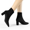 Allegra K Women's Pointed Toe Back Zipper Chunky Heels Ankle Boots - 2 of 4