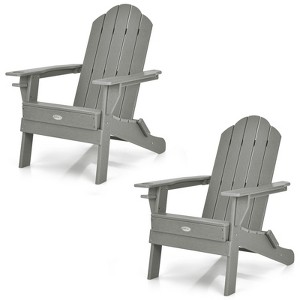 Tangkula 2PCS Folding Adirondack Chair Outdoor Adirondack Chair Weather Resistant Lounger  for Backyard Porch Poolside Turquoise/Grey/White/Black - 1 of 4