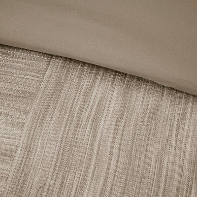 King Taupe Microfiber Seersucker Comforter Set with Decorative Pillows