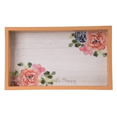 Transpac Wood 15.38 in. Multicolor Spring Flower Tray