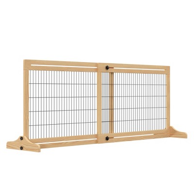 PawHut 72" W x 27.25" H Extra Wide Freestanding Pet Gate with Adjustable Length Dog, Cat, Barrier for House, Doorway, Hallway