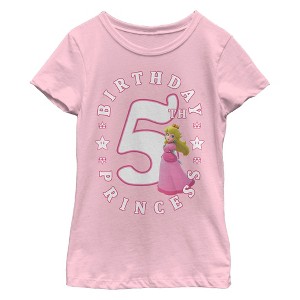 Girl's Nintendo Peach Birthday 5 T-Shirt - 1 of 4