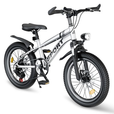 DSVIMOY 24 Inch Kids Mountain Bike for Boys & Girls Ages 7-12, 7-Speed Gears, Silver, 62.4"*25"*39"
