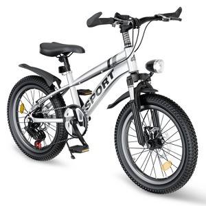 DSVIMOY 20 Inch Kids Mountain Bike for Boys & Girls Ages 7-12, 7-Speed Gears, Silver, 54.6"*20.7"*35" - 1 of 4