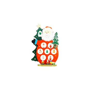 Northlight 10.25" Red and Green Santa Claus Cut-Out with Miniature Ornaments Christmas Table Top Decoration