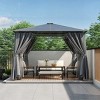 10'x10' Hardtop Gazebo with Polycarbonate Roof, Outdoor Patio Shelter with Mosquito Netting and Privacy Curtains – Cuddlewood - 2 of 4