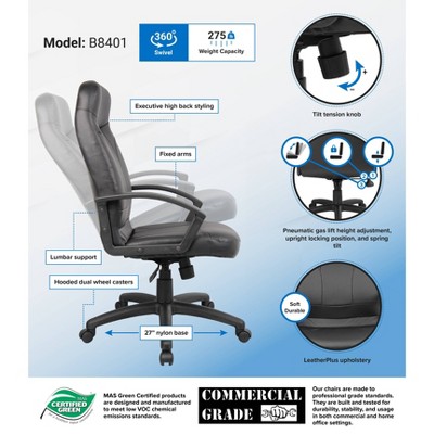 Black Leather High Back Executive Ergonomic Swivel Chair