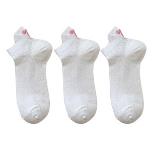 Anna-Kaci Women's 3-Pack Cotton Ankle Socks with Bow Knit Pattern Soft Breathable Low-Cut Design - 1 of 4