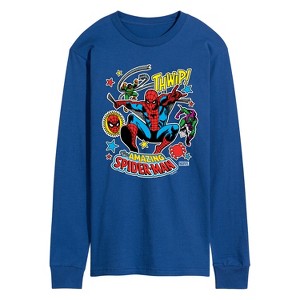 Men's - Marvel - Spider-man Stickers Style Long Sleeve Graphic T-Shirt - 1 of 3