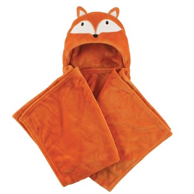 Hudson Baby Unisex Baby and Toddler Hooded Animal Face Plush Blanket - Orange Fox One Size