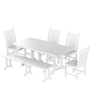 WestinTrends 6 Piece Outdoor Patio Dining Set Outdoor Table and Bench Chair Set - 1 of 4
