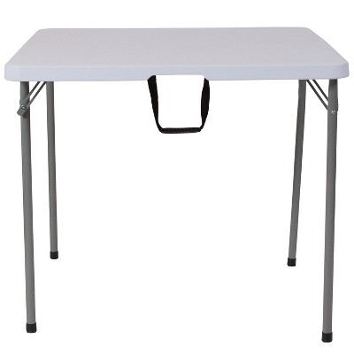 Granite White and Gray Square Portable Folding Table with Handle