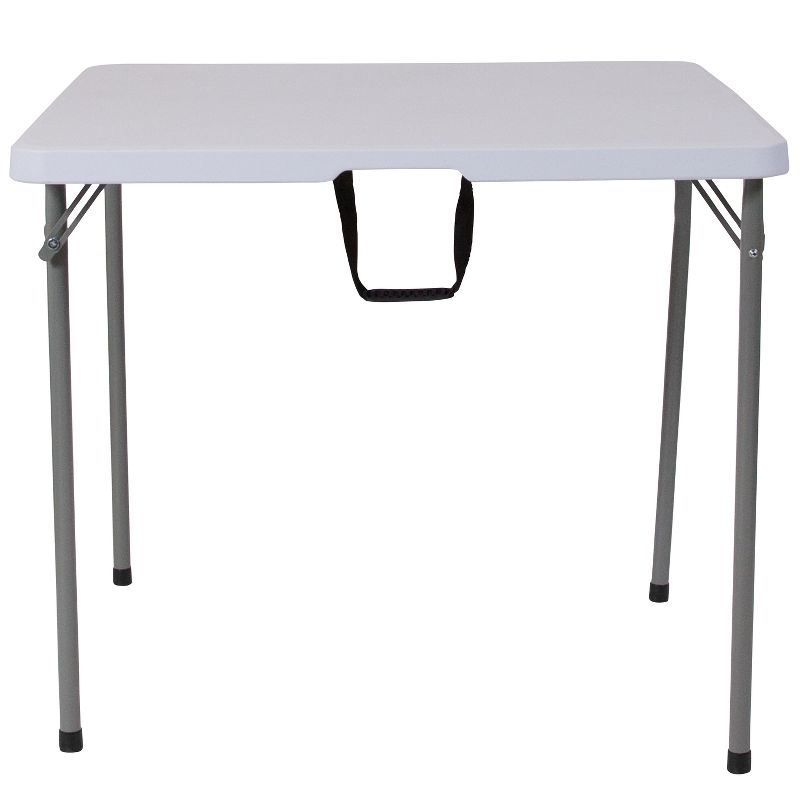 Flash Furniture 2.79-Foot Square Bi-Fold Granite White Plastic Folding Table with Carrying Handle, 3 of 4