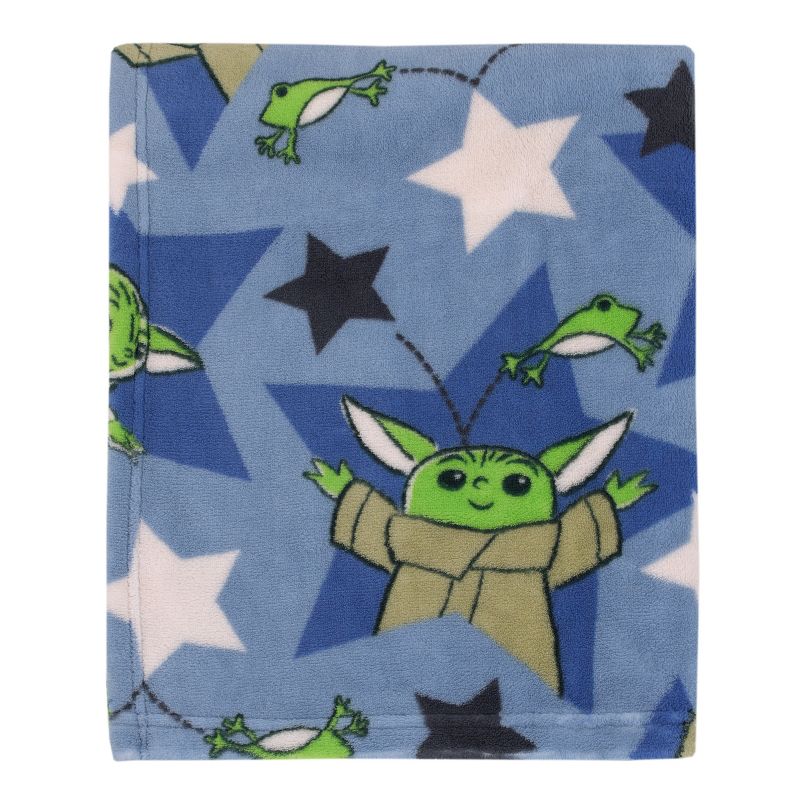 Star Wars The Child Cutest in the Galaxy Blue, Green, and Gray, Grogu, Stars, and Hover Pod Super Soft Toddler Blanket, 1 of 6