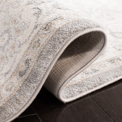 Elegant Isabella Grey Round Synthetic Area Rug, 4' x 6'