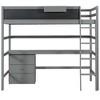 Twin Size Loft Bed with Desk, Blackboard, Storage Box, Shelf and 3 Drawers, Gray/White-ModernLuxe - 4 of 4