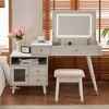 KWPZQEB 3-in-1 Makeup Vanity Desk with Flip-Top Mirror and Stool, Dressing Table Set with Storage Shelves, Cabinet & Storage Drawers, Vanity Table - 2 of 4