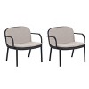 Set of 2 Outdoor Club Chairs,Patio Chairs With Water-Repellent Fabric Cushions and PP Frame,Modern Lounge Armrests Chair-Coolbibila - 2 of 4
