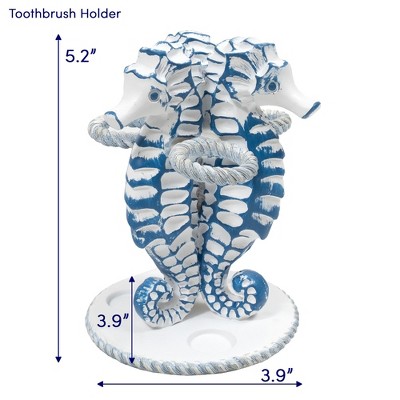 Nautical Blue and White Resin Bathroom Accessory Set, 4 Pieces