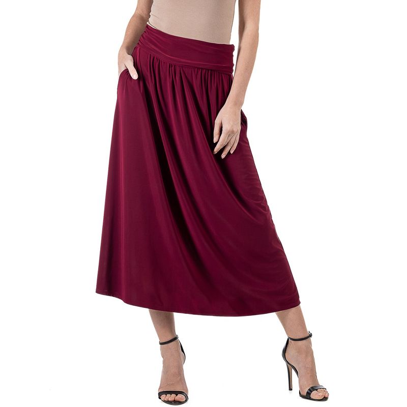 24seven Comfort Apparel Womens Foldover Maxi Skirt With Pockets, 5 of 7