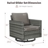 Outdoor Patio Swivel Chair Glider Chair with Removable Cushions for Porch - 2 of 4